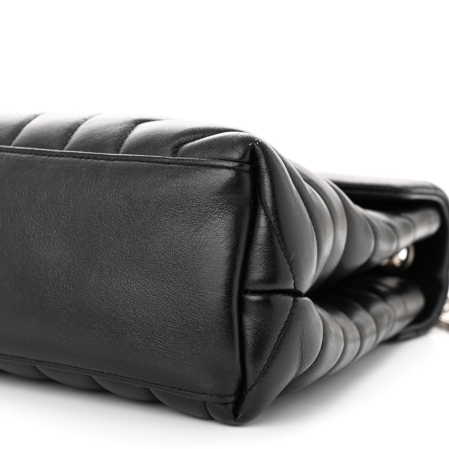 Calfskin Y Quilted Monogram Medium Loulou Chain Satchel Black