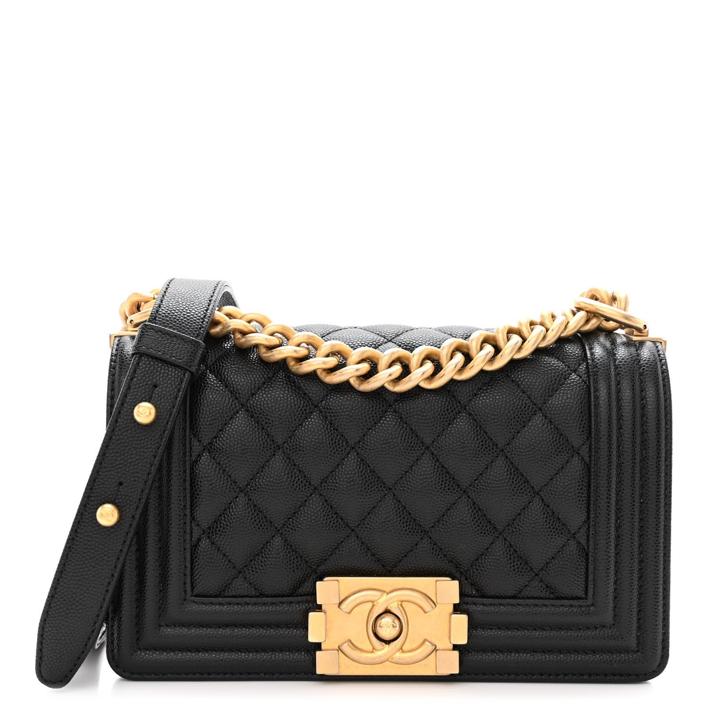 Caviar Quilted Small Boy Flap Black