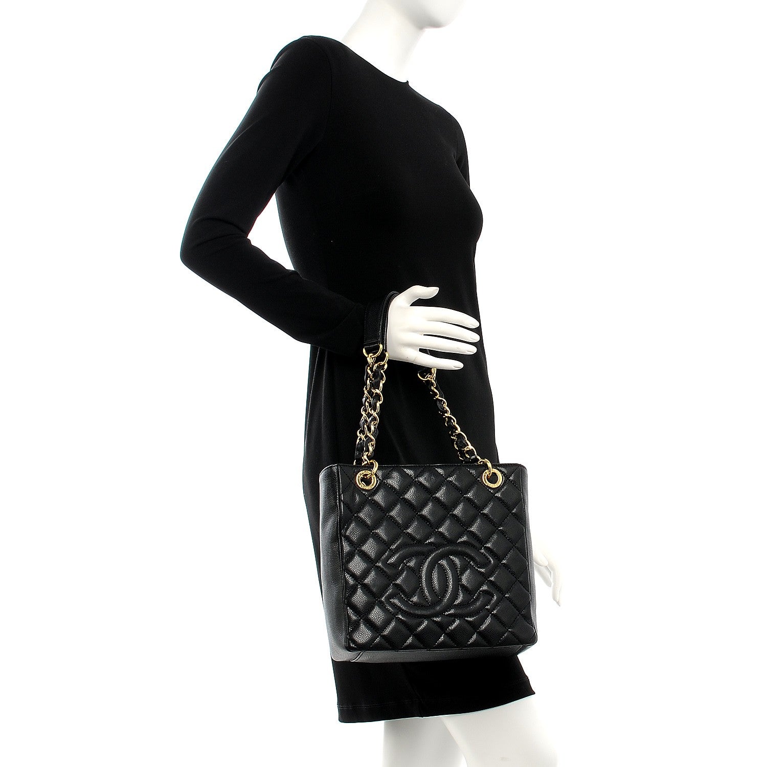 Chanel Caviar Quilted Petit Shopping Tote PST Black 2 of 12