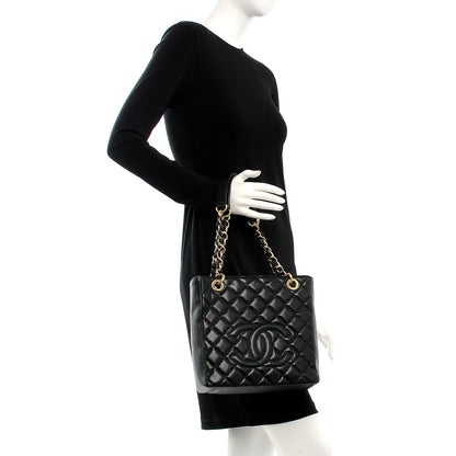 Chanel Caviar Quilted Petit Shopping Tote PST Black 2 of 12