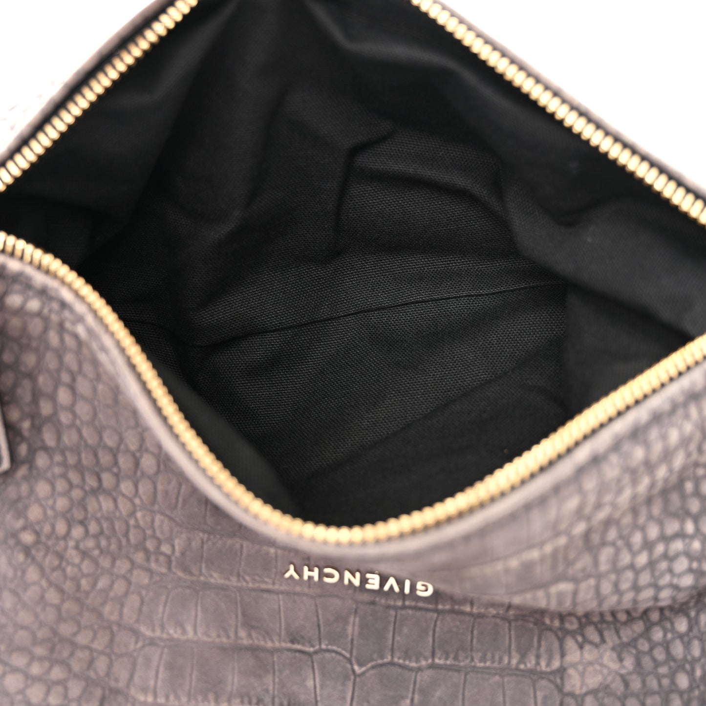 Nubuck Crocodile Embossed Medium Pandora Dark Grey