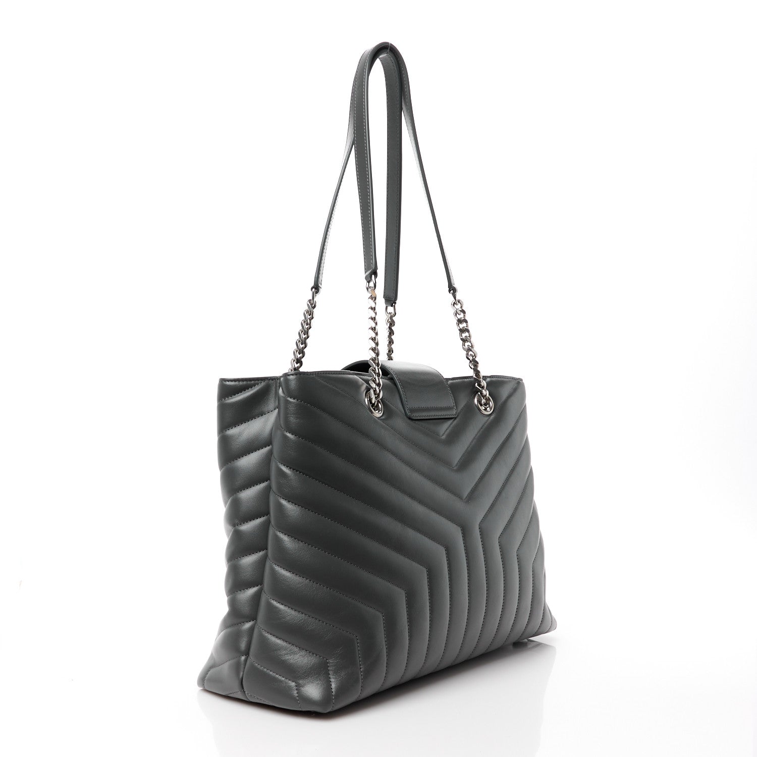 Saint Laurent Calfskin Y Quilted Monogram Large Loulou Shopper Fog 3 of 14