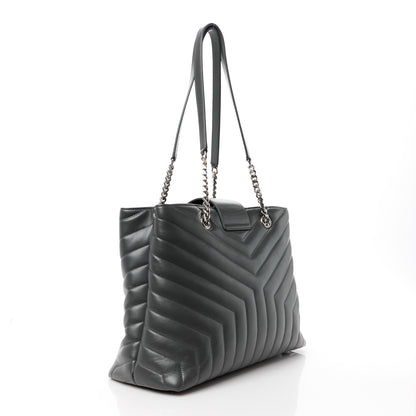 Saint Laurent Calfskin Y Quilted Monogram Large Loulou Shopper Fog 3 of 14