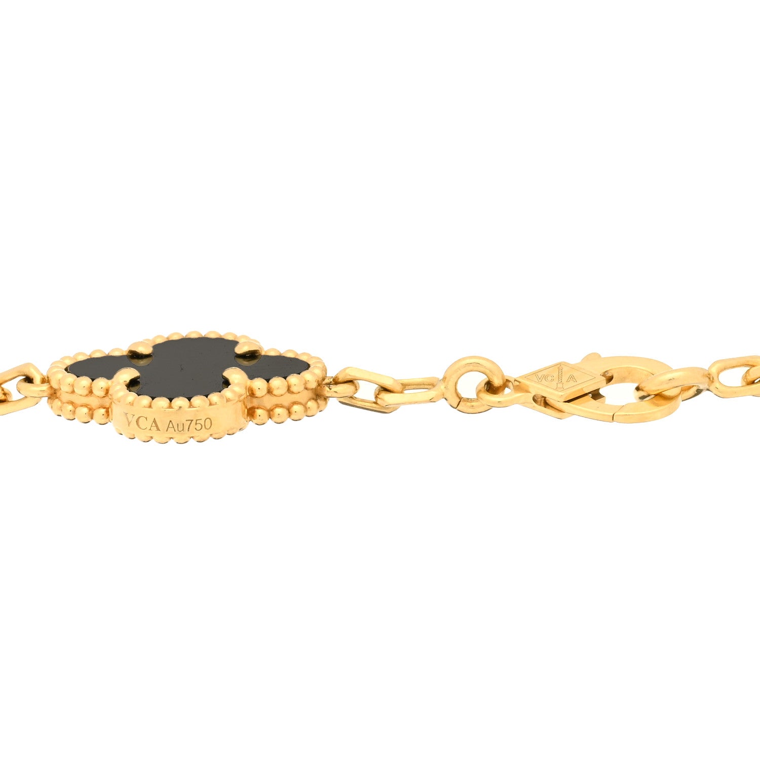 Van Cleef & Arpels 18K Yellow Gold Black Onyx 5 Motifs Vintage Alhambra Bracelet 3 of 3