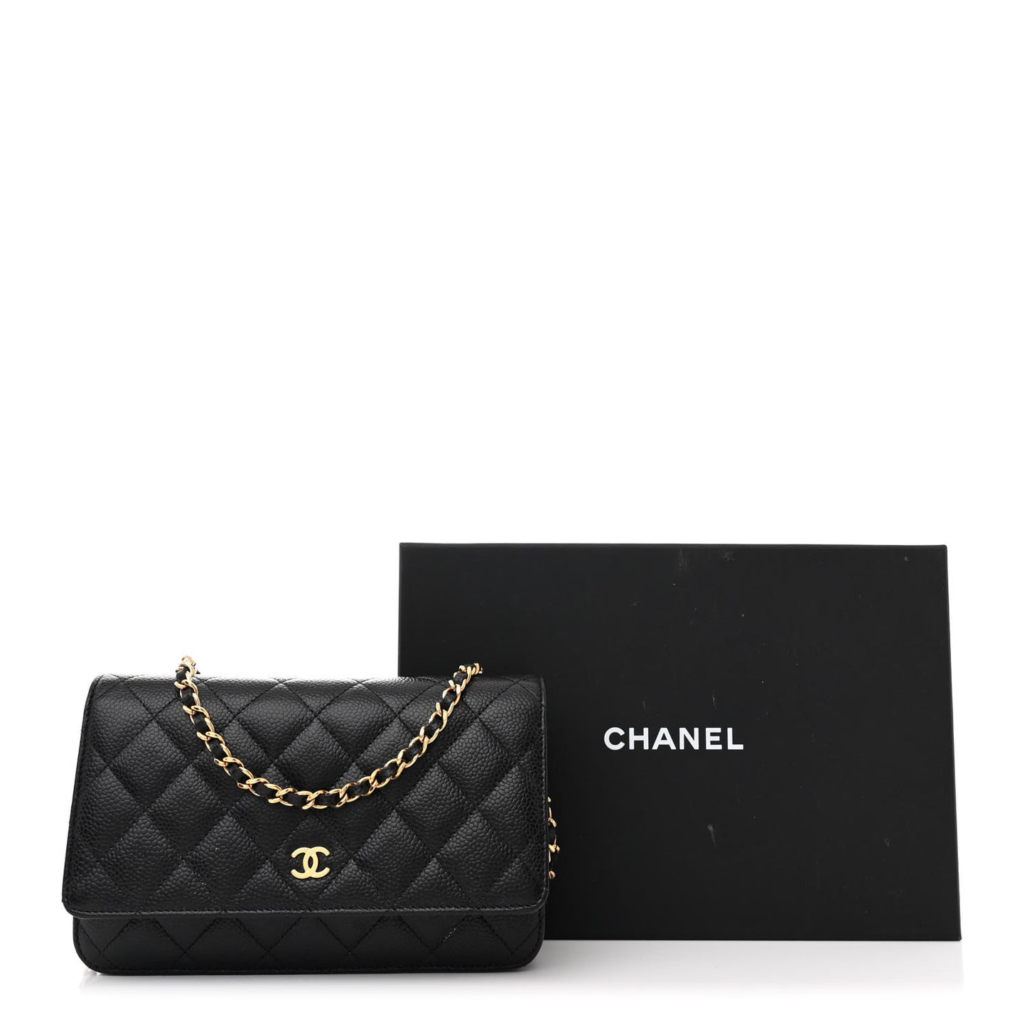 Caviar Quilted Wallet On Chain WOC Black