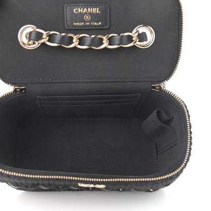 Chanel Lambskin Crochet Quilted Small Vanity Case With Chain Black 5 of 11