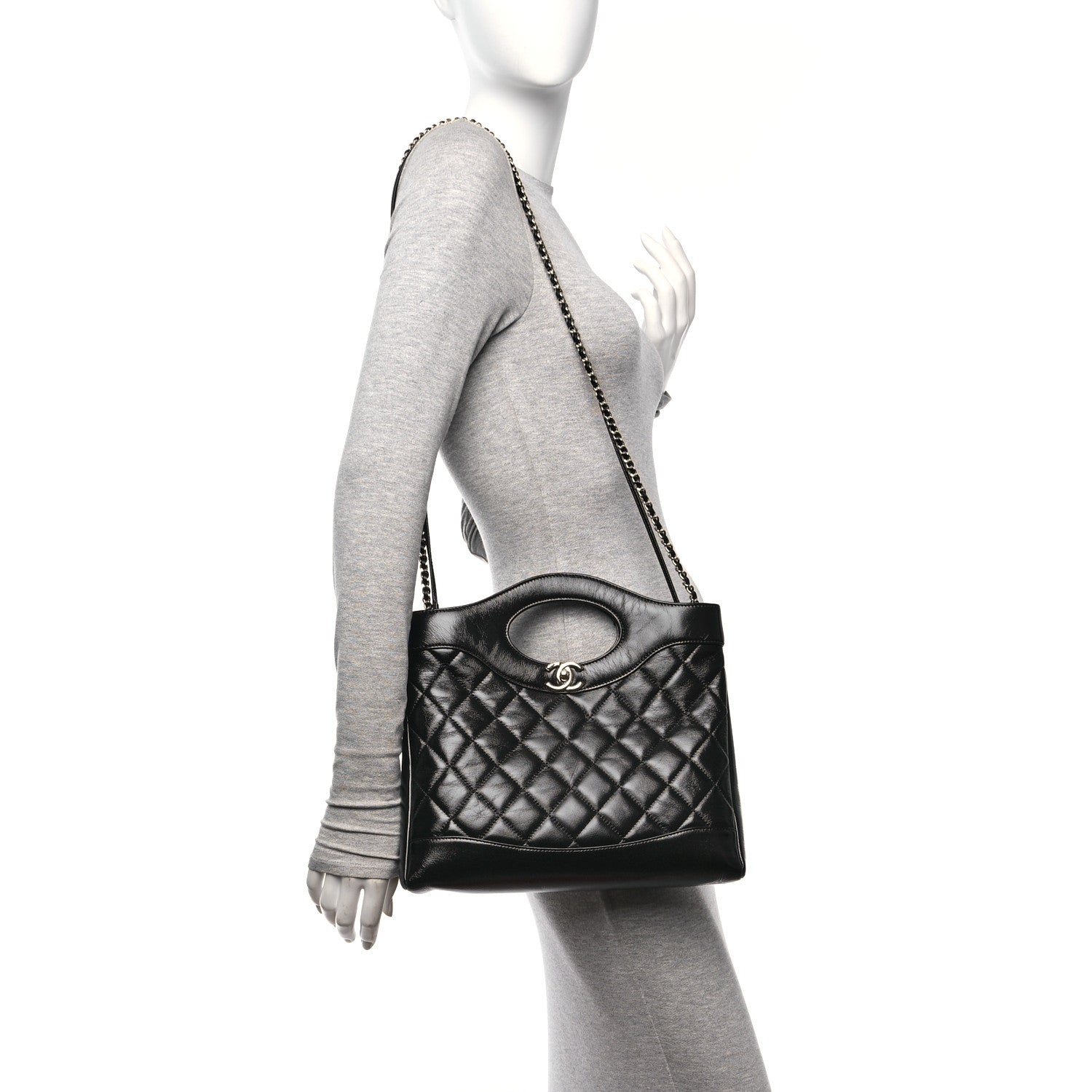 Chanel Shiny Lambskin Quilted Small 31 Shopping Bag Black 2 of 10
