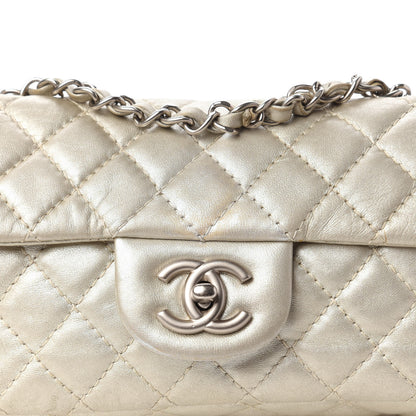 Chanel Metallic Lambskin Quilted East West Flap Silver 10 of 10