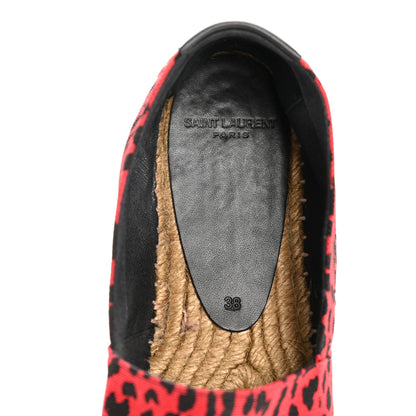 Saint Laurent Canvas Leopard Print Espadrilles 38 Red Black 7 of 10