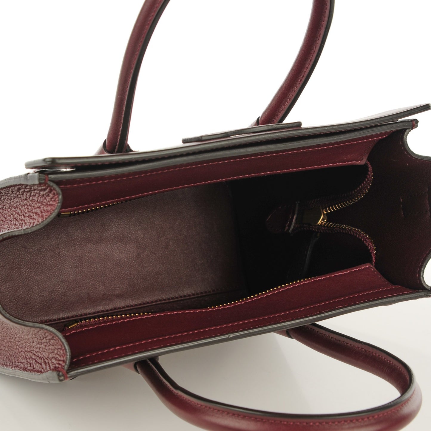 Smooth Calfskin Goatskin Nano Luggage Burgundy