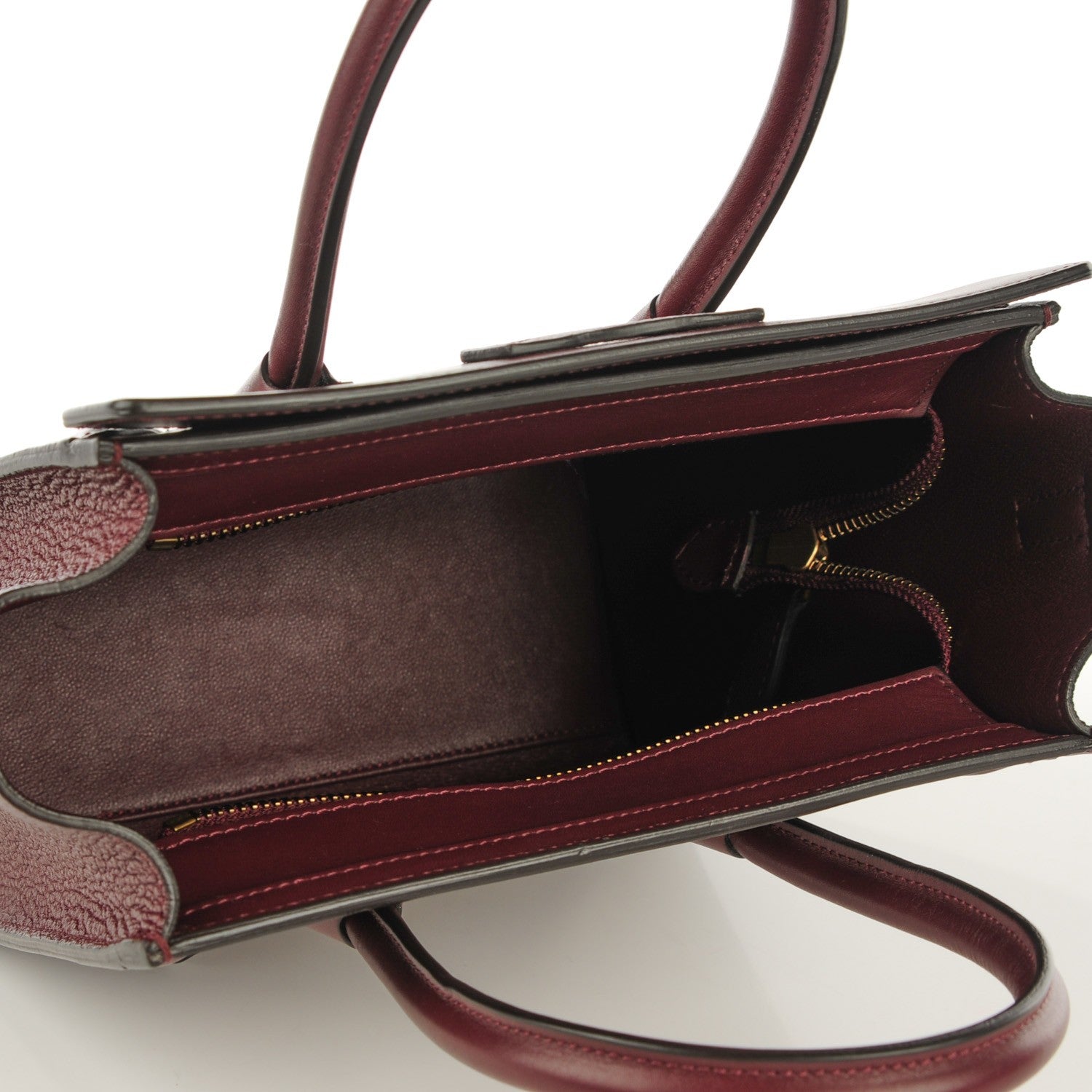 Celine Smooth Calfskin Goatskin Nano Luggage Burgundy 7 of 16