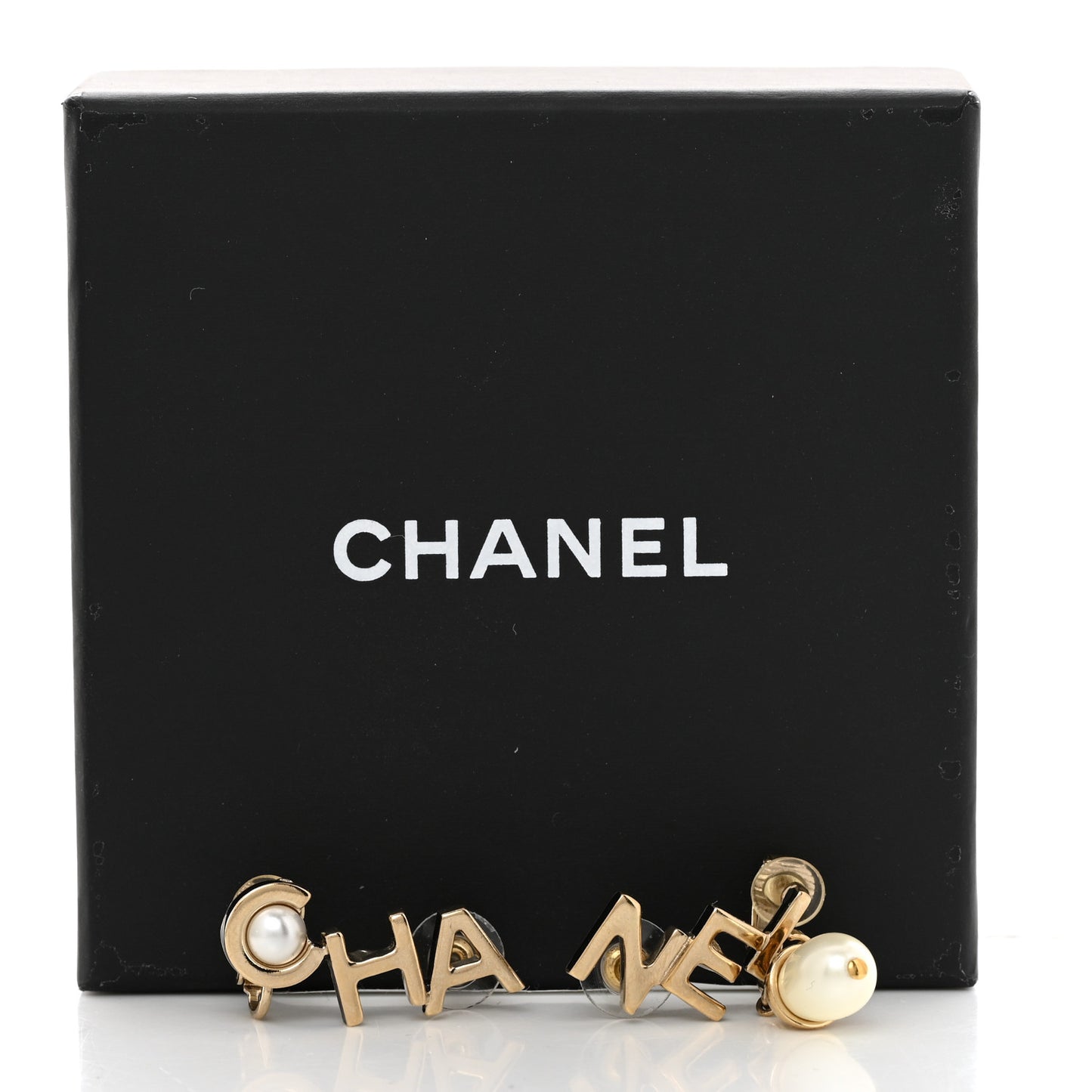 Pearl Cha Nel Drop Earrings White Gold