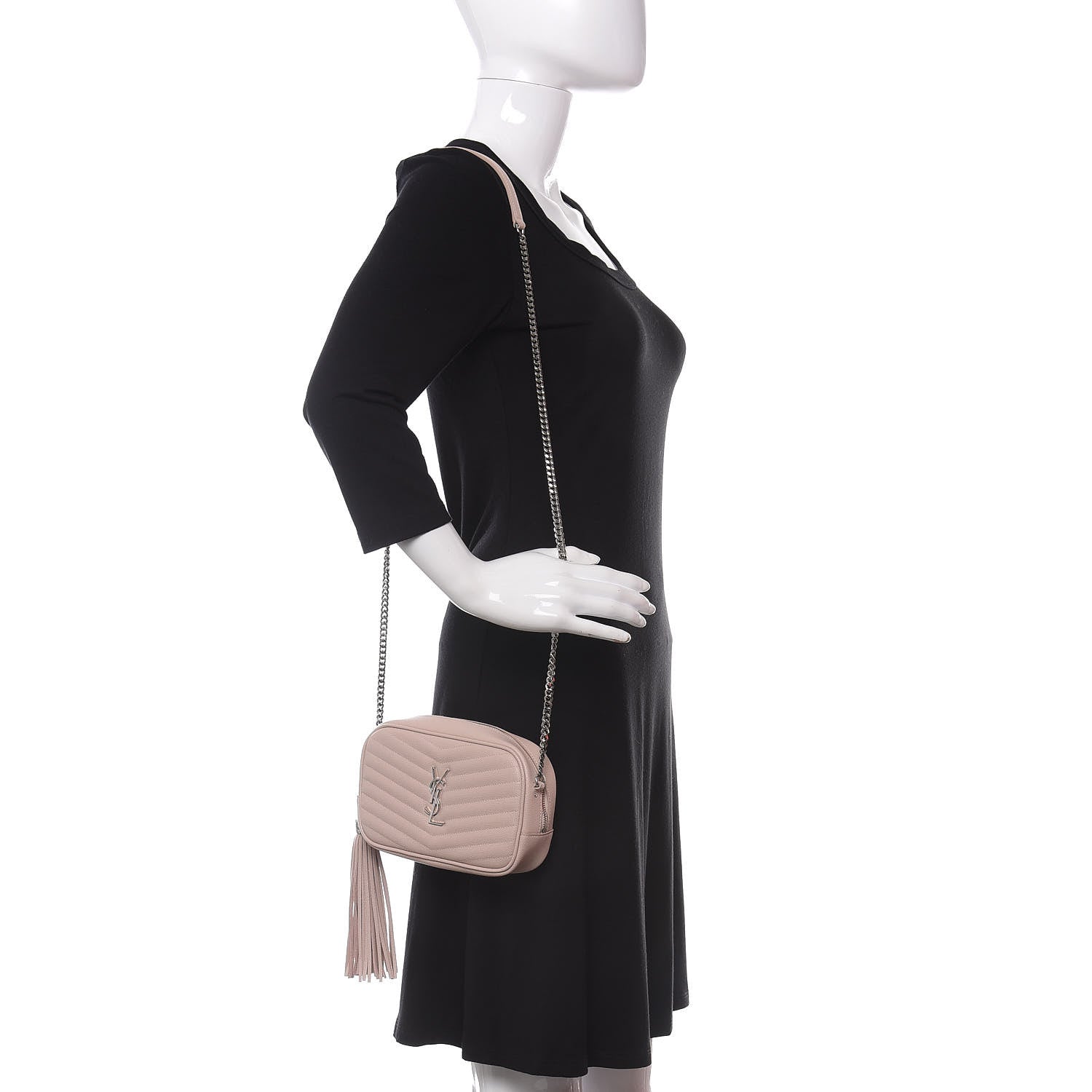 Saint Laurent Grain De Poudre Matelasse Monogram Mini Lou Camera Bag Marble Pink 2 of 11
