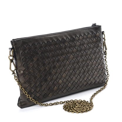 Bottega Veneta Nappa Intrecciato Biletto Chain Crossbody Dark Gold 3 of 10
