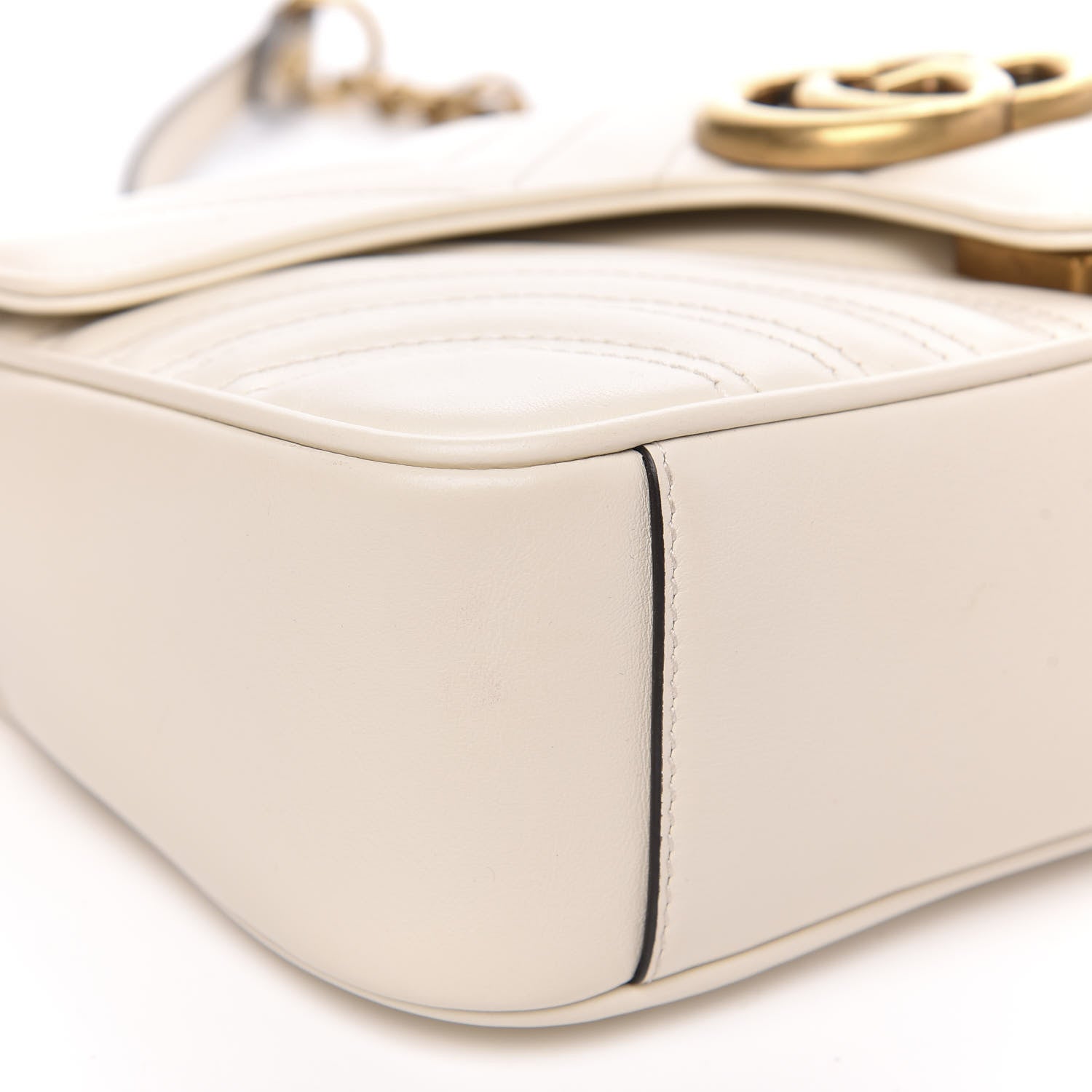 Gucci Calfskin Matelasse Small GG Marmont Shoulder Bag White 8 of 12
