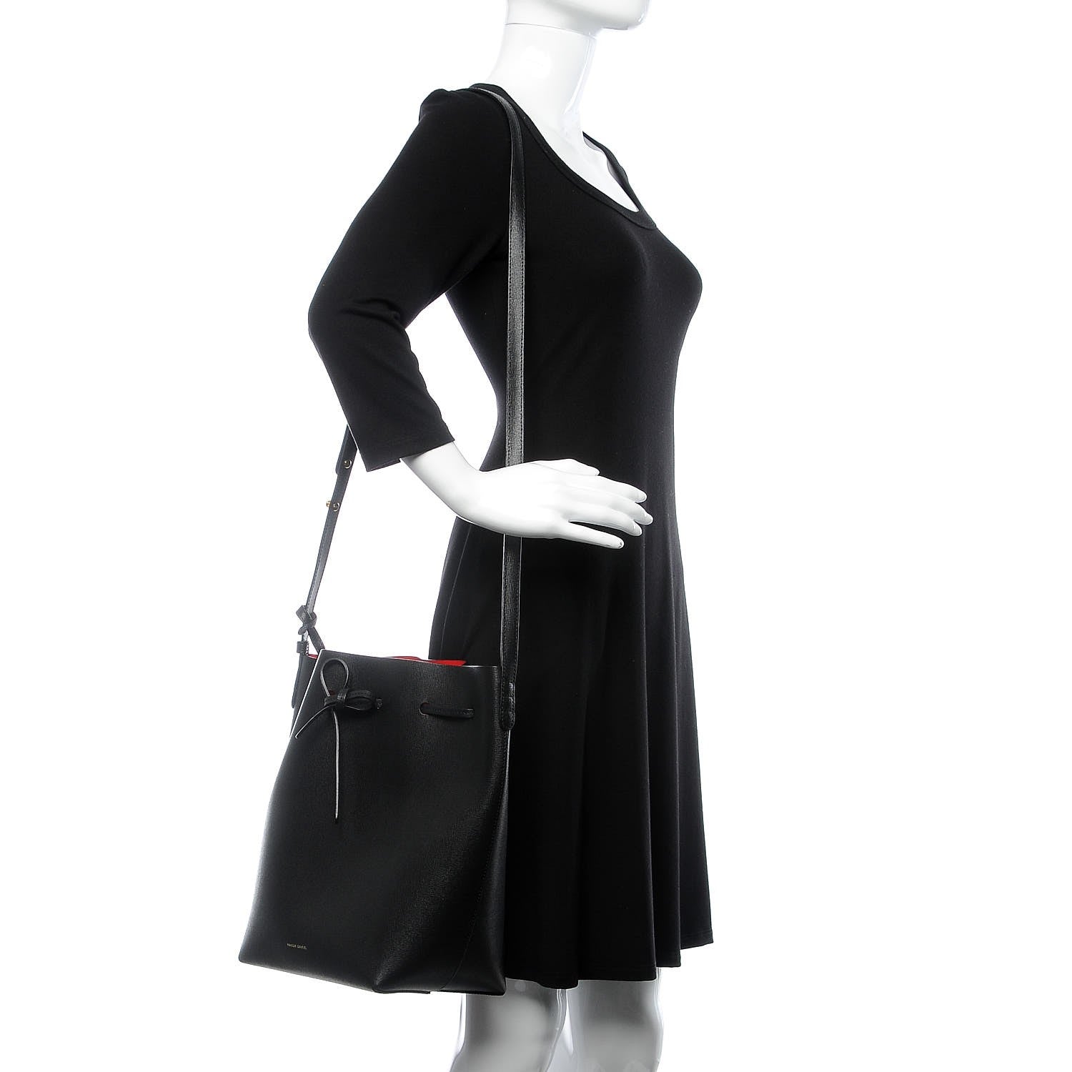 Mansur Gavriel Saffiano Bucket Bag Black Flamma 2 of 7
