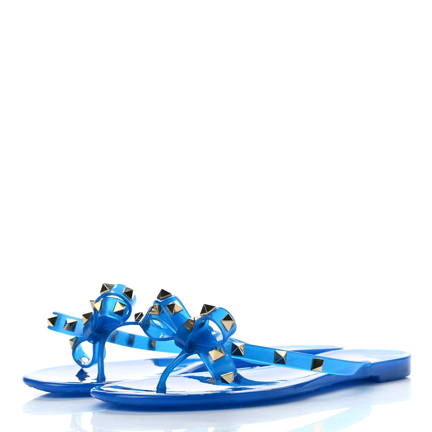 PVC Jelly Rockstud Bow Thong Sandals 40 Blue Fluo