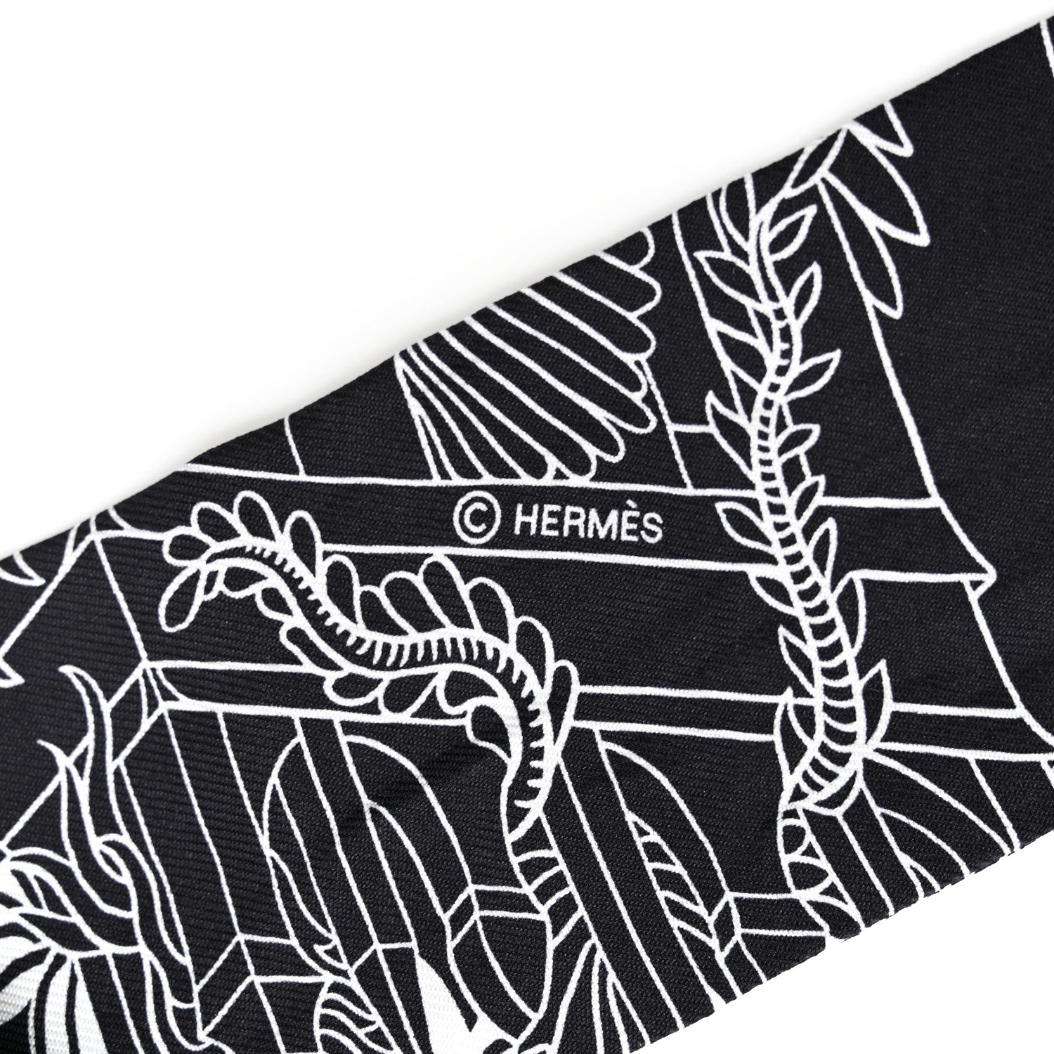 Hermes Silk Animapolis Twilly Black White 4 of 4