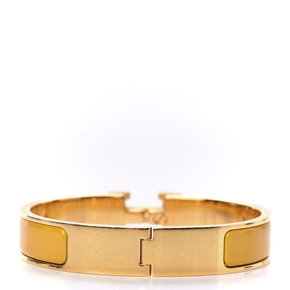 Hermes Enamel Narrow Clic Clac H Bracelet GM Jaune Madras 3 of 5
