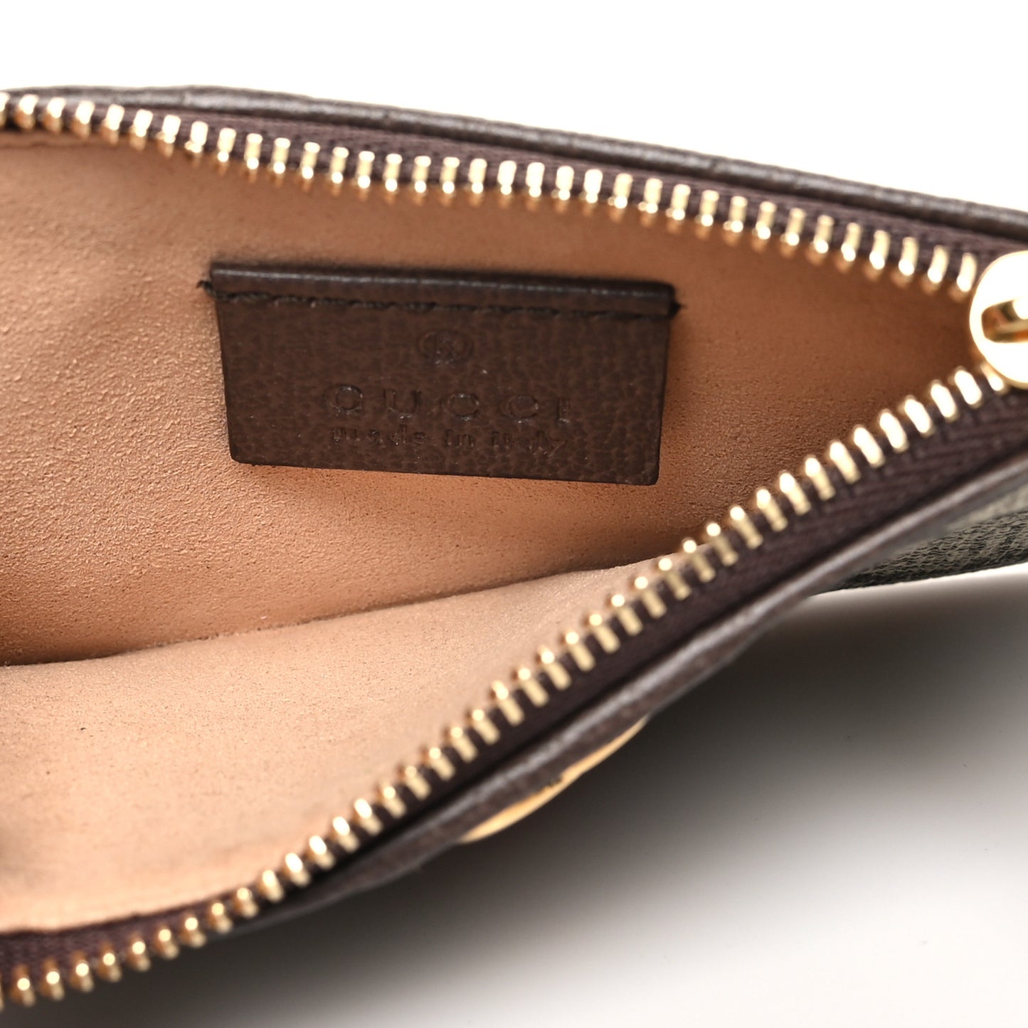 GG Supreme Monogram Web Ophidia Zip Card Case Brown