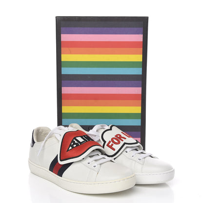 Gucci Calfskin Ayers Blind For Love Embroidered Womens Ace Sneakers 36.5 White 12 of 12