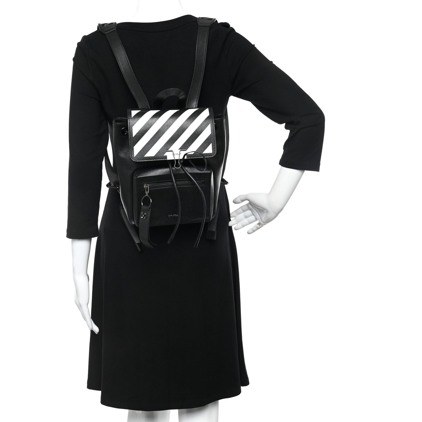 Saffiano Diag Backpack Black White