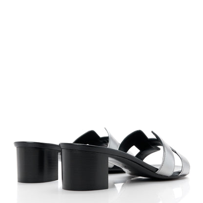 Hermes Metallic Nappa Oasis Sandals 37 Argent 4 of 9