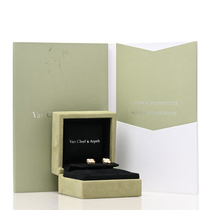 Van Cleef & Arpels 18K Yellow Gold Mother of Pearl Sweet Alhambra Earrings 5 of 5