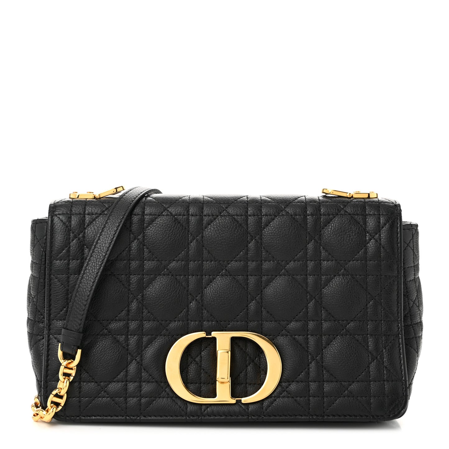 Calfskin Cannage Medium Caro Bag Black