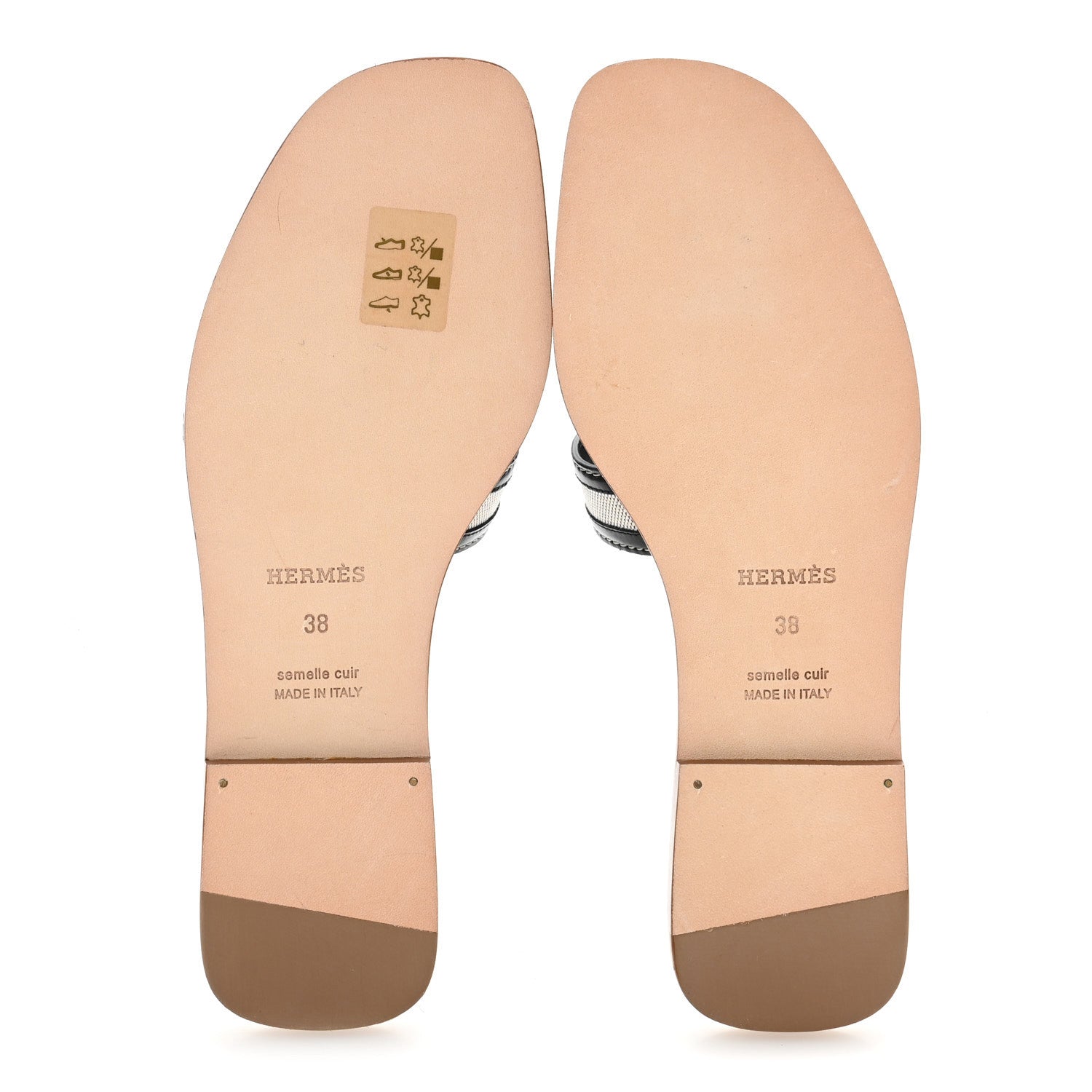 Hermes Canvas Calfskin Oran Sandals 38 Prunoir Black 6 of 10