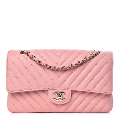 Chanel Caviar Chevron Quilted Medium Double Flap Pink 1 of 10