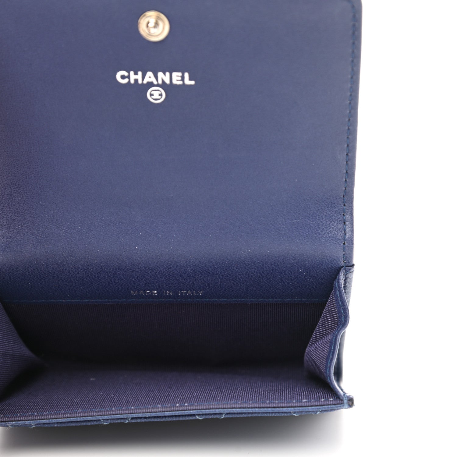Chanel Faded Lambskin Quilted Card Holder Wallet Blue 5 of 12