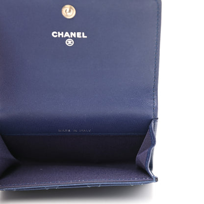 Chanel Faded Lambskin Quilted Card Holder Wallet Blue 5 of 12