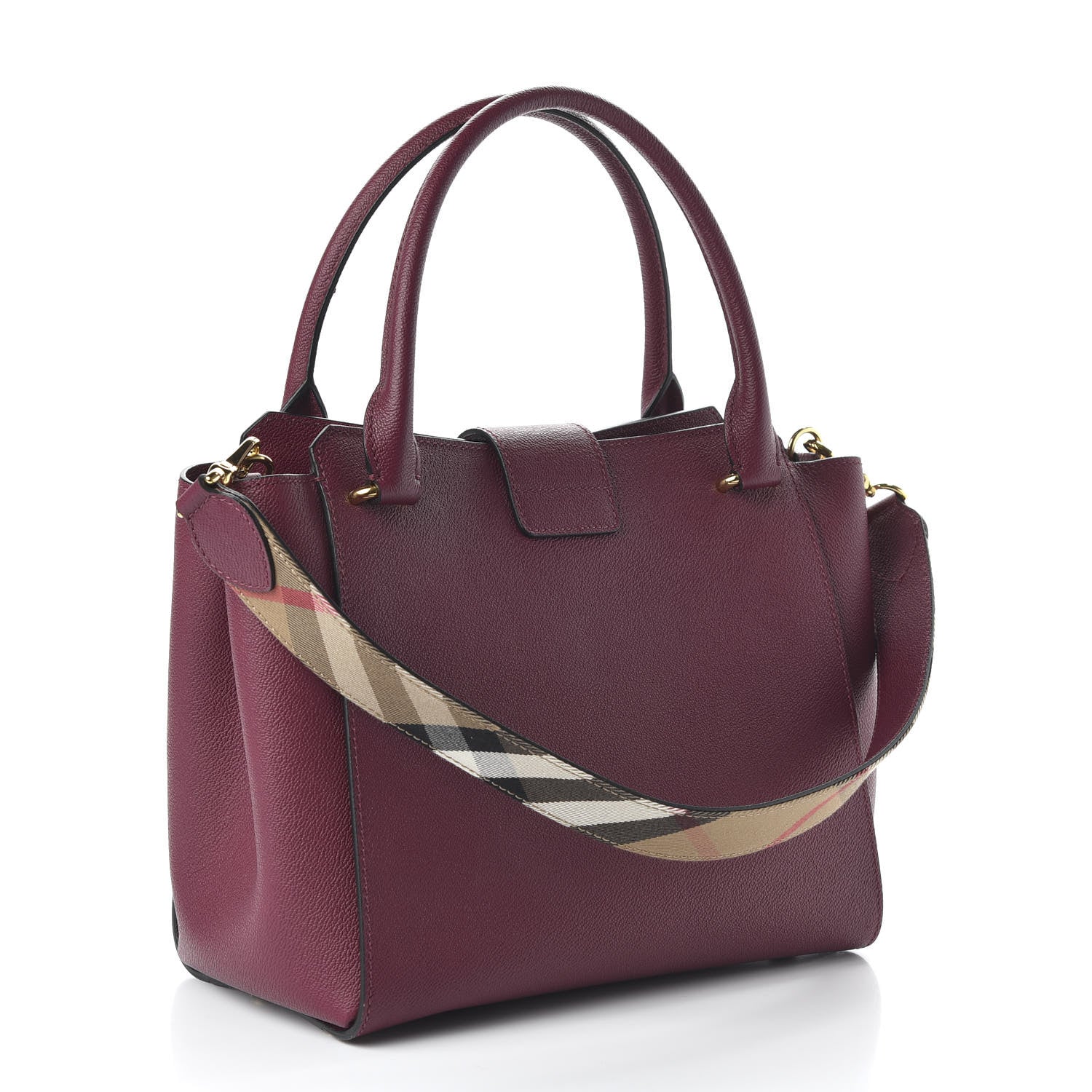 Burberry Soft Grain Medium Buckle Tote Dark Plum 3 of 9
