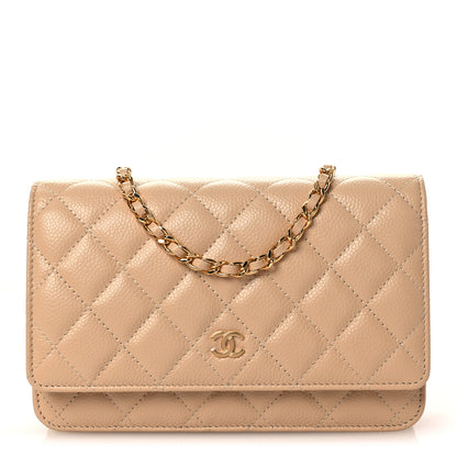 Chanel Caviar Quilted Wallet on Chain WOC Beige 1 of 13