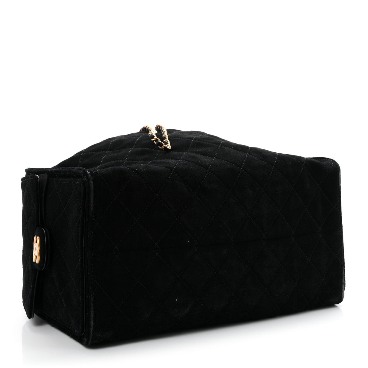Suede Quilted Medium Chanel 25 Handbag Black