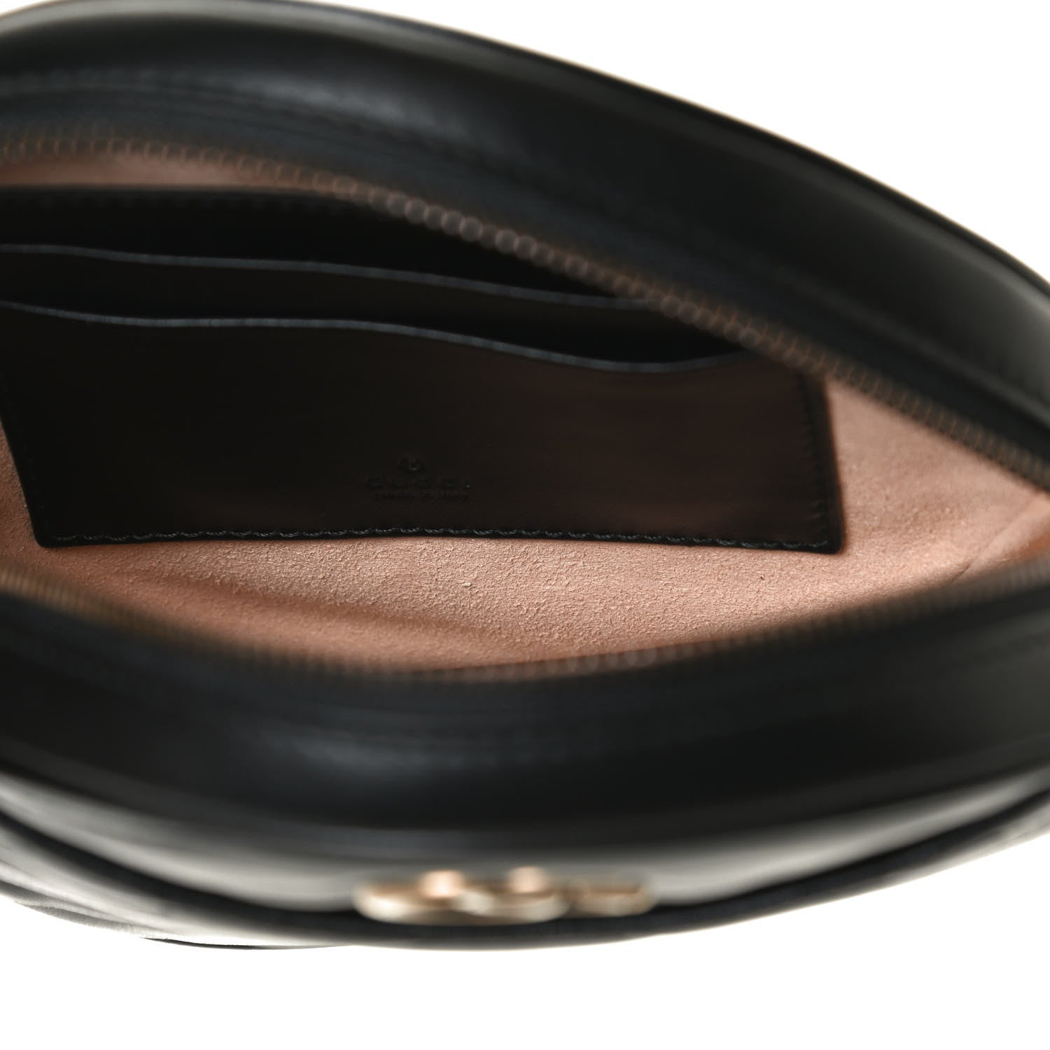 Gucci Calfskin Matelasse GG Marmont Round Wrist Wallet Black 5 of 8