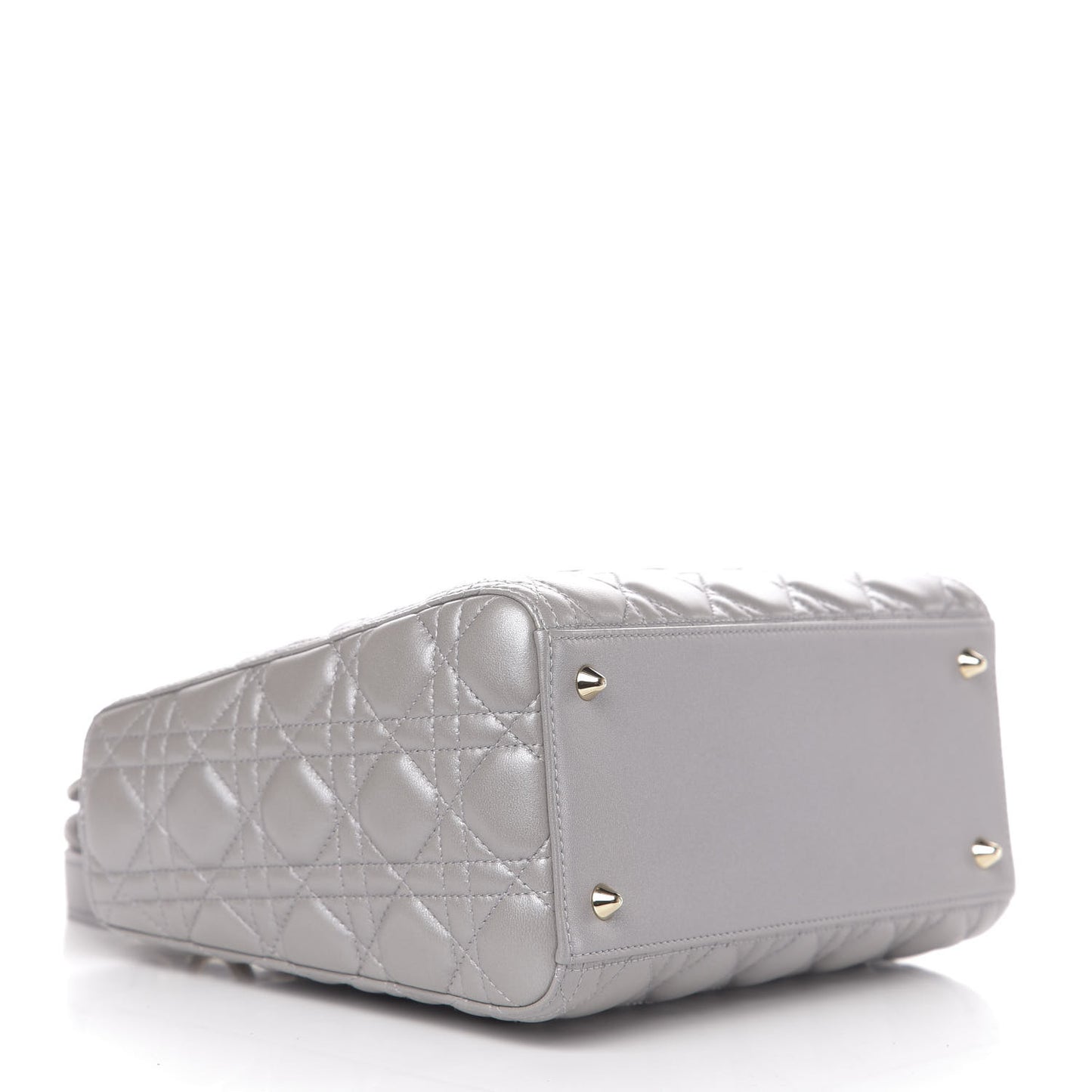 Pearly Lambskin Cannage Medium Lady Dior Grey