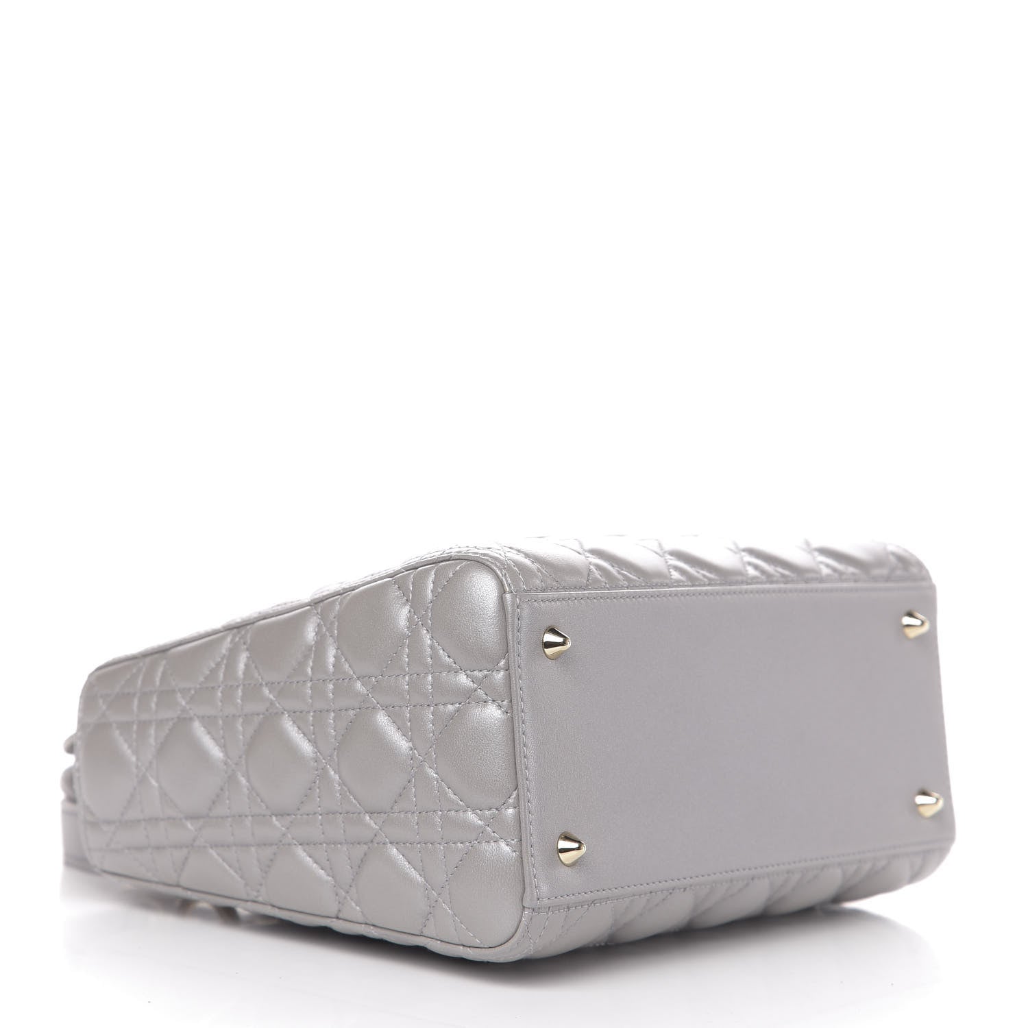 Christian Dior Pearly Lambskin Cannage Medium Lady Dior Grey 6 of 18