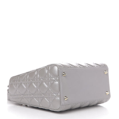 Christian Dior Pearly Lambskin Cannage Medium Lady Dior Grey 6 of 18