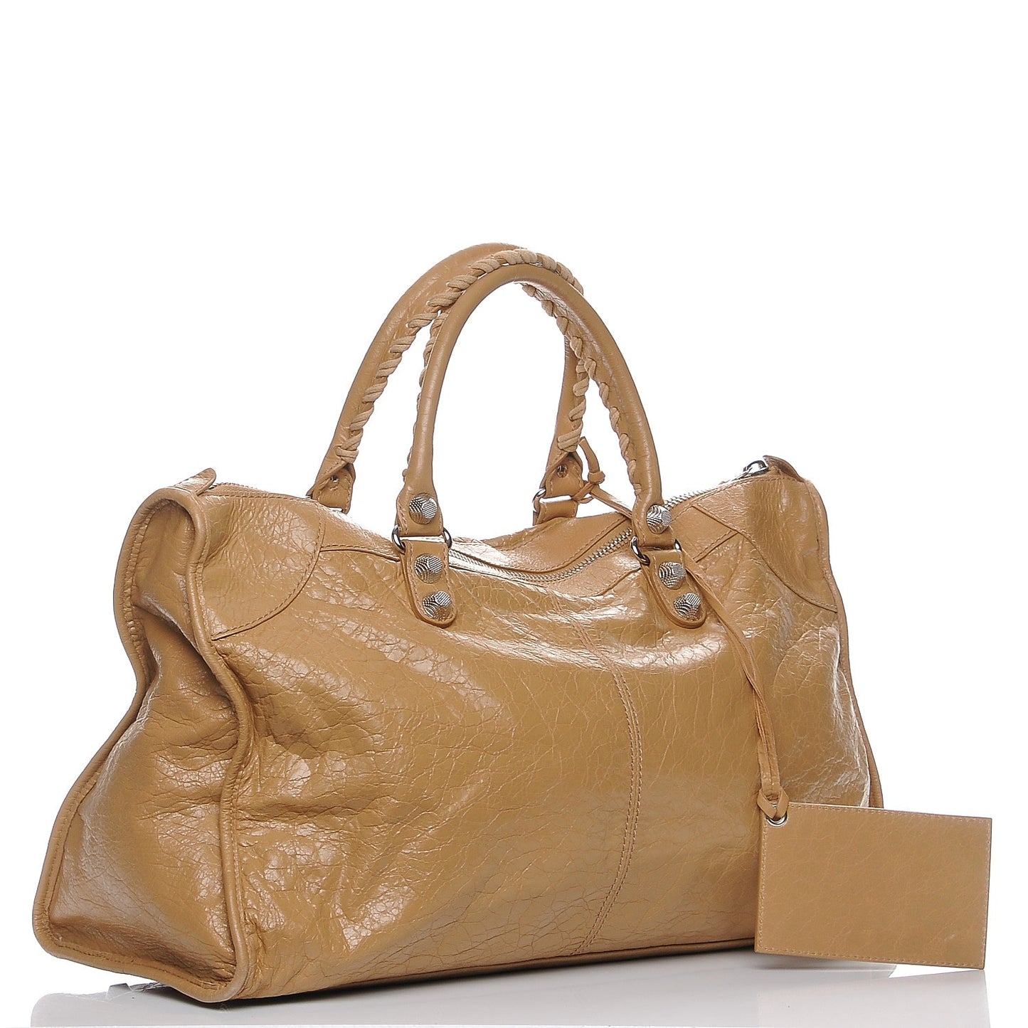Agneau Giant 12 Silver Hardware Work Beige Nougatine