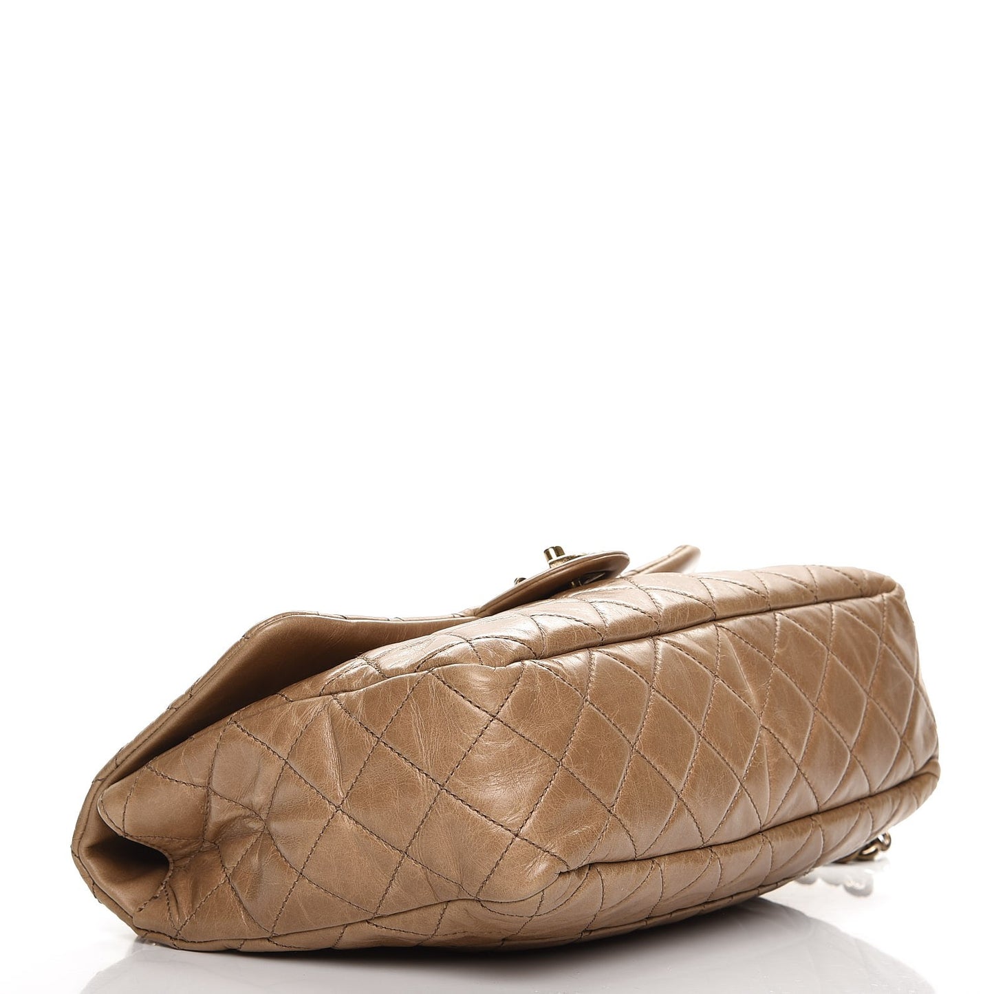 Glazed Calfskin Castle Rock Medium Flap Dark Beige