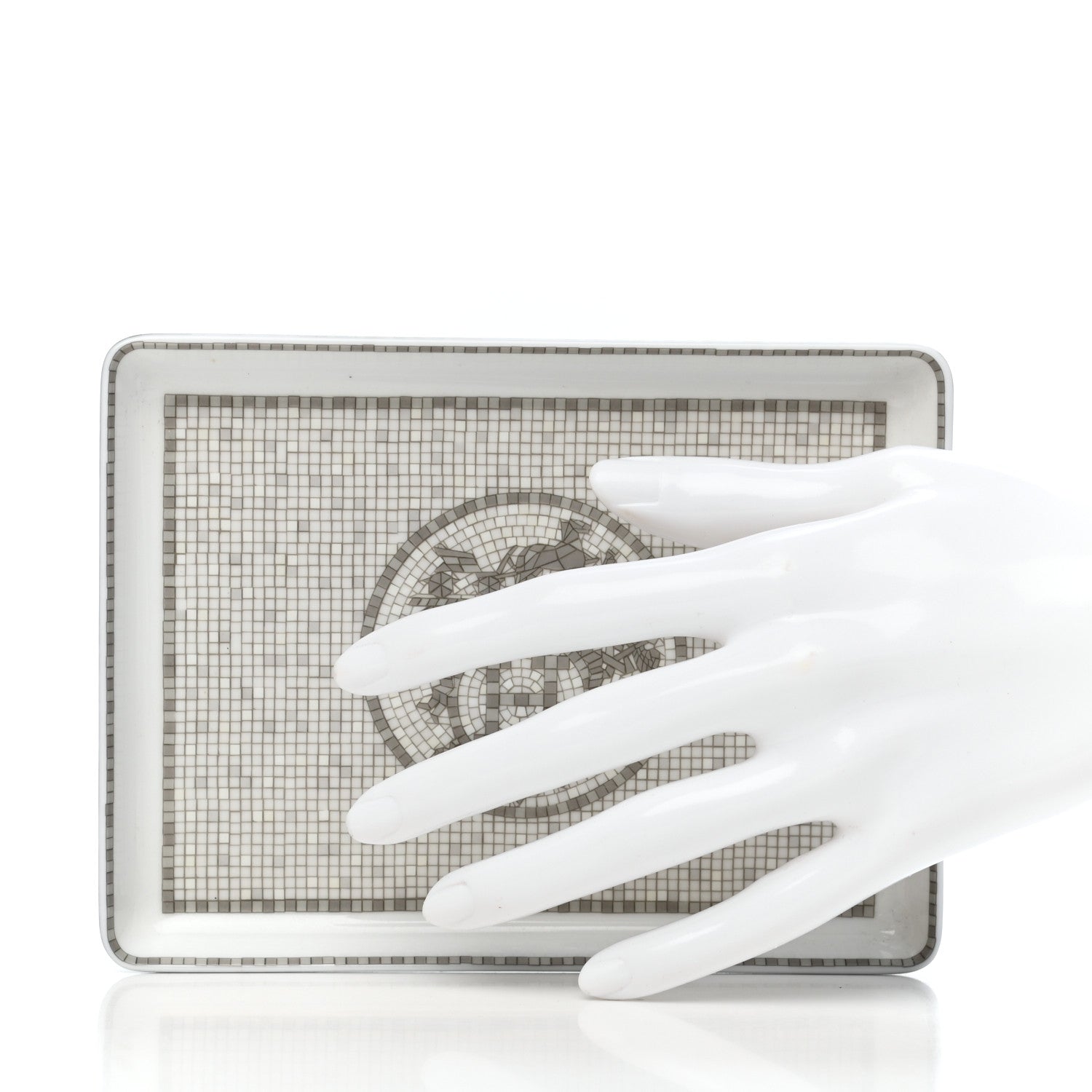Hermes Porcelain Mosaique Au 24 Sushi Plate Platine 2 of 8