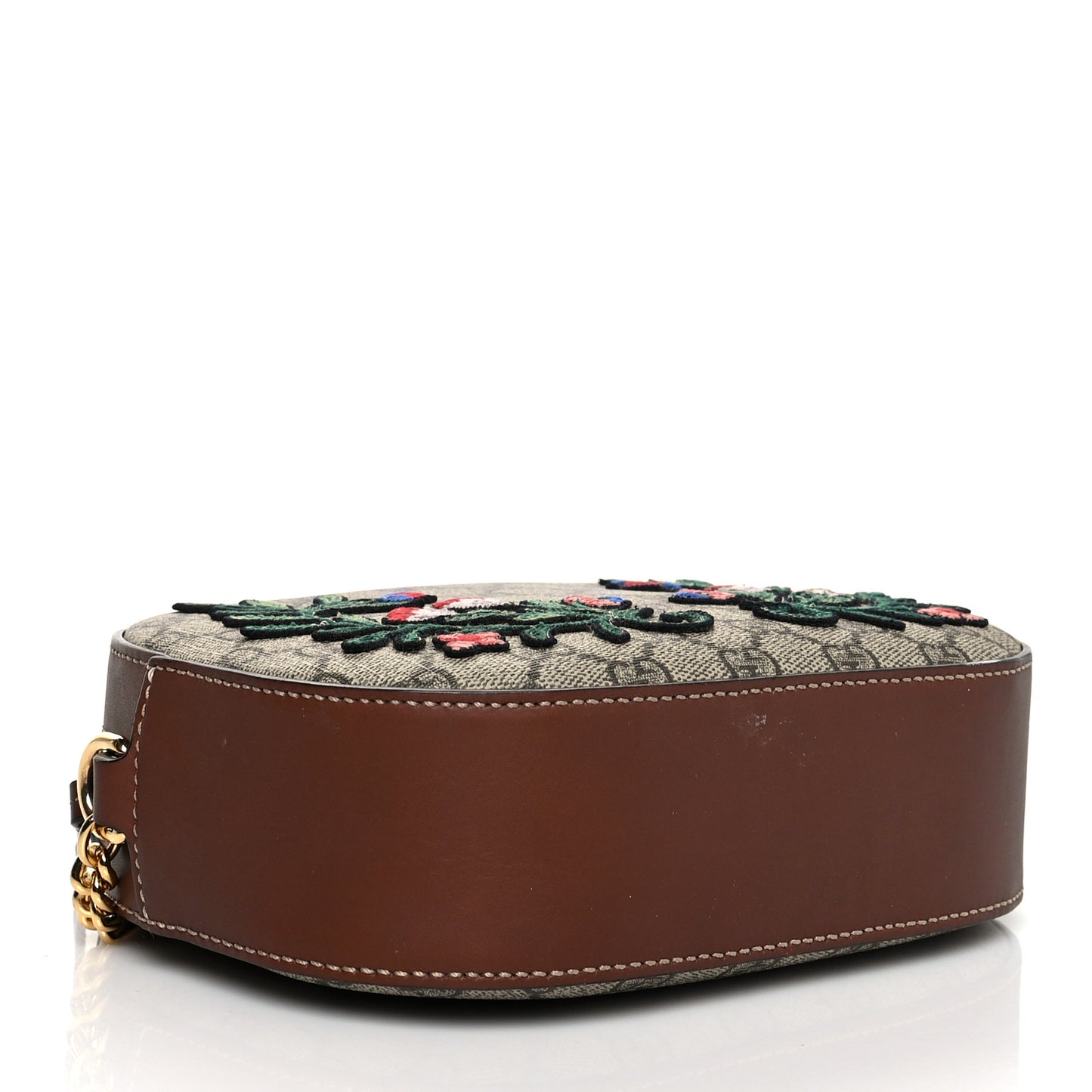 GG Supreme Monogram Floral Embroidered Mini Chain Shoulder Bag Beige Tuscany