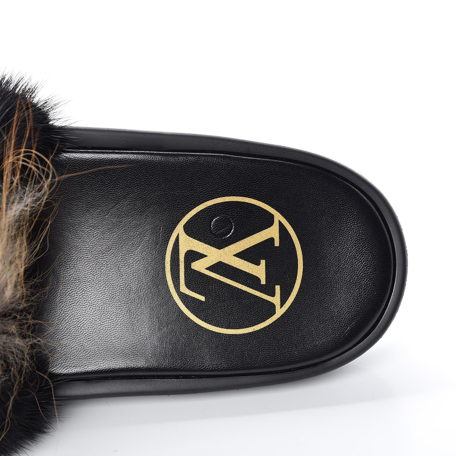 Louis Vuitton Mink Fox Fur Calfskin Puppet Mules 39 Beige Black 5 of 7