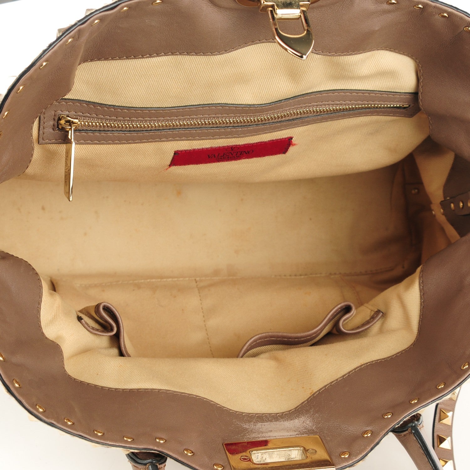 Valentino Garavani Calf Hair Cavallino Animal Rockstud Dome Satchel Leopard 5 of 8