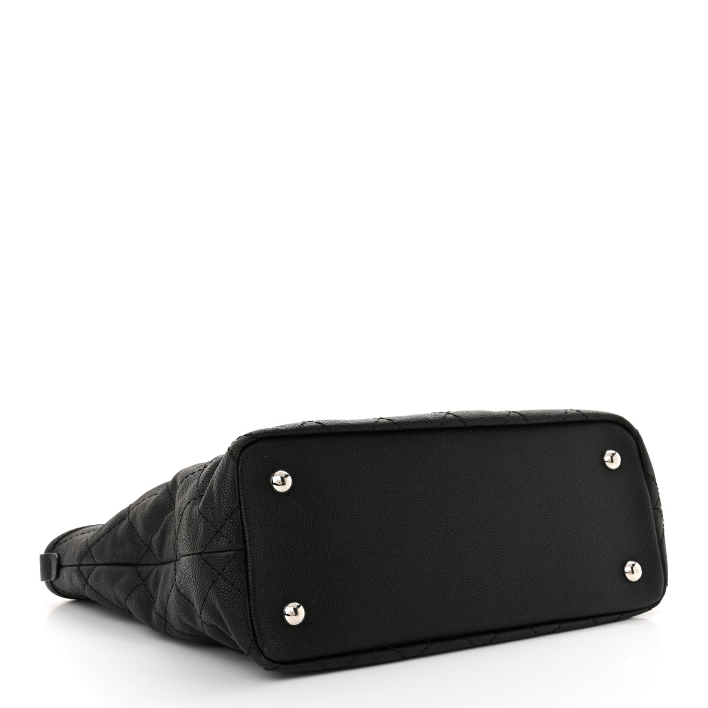 Grained Calfskin Quilted Small Daily Shopping Tote Black