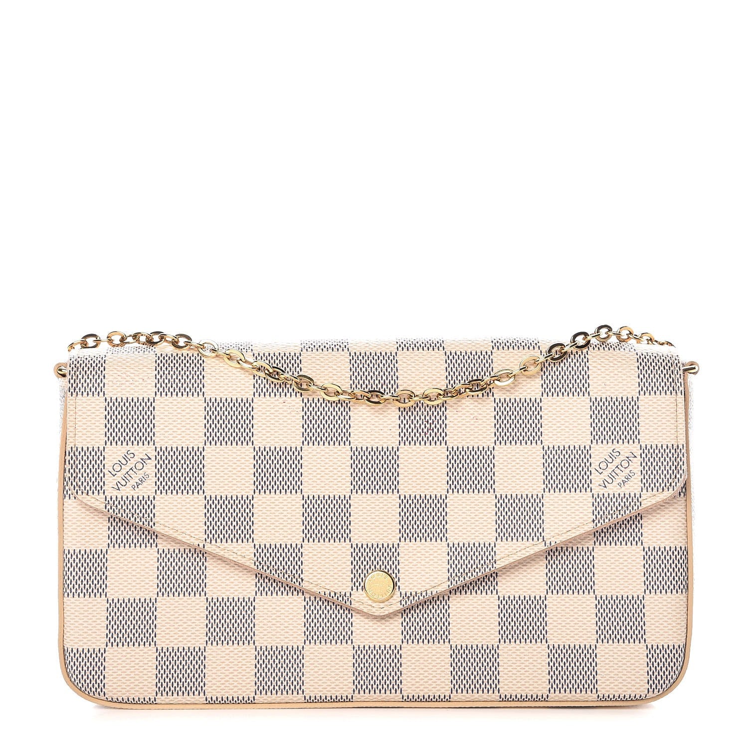 Louis Vuitton Damier Azur Pochette Felicie Chain Wallet Rose Ballerine 1 of 9