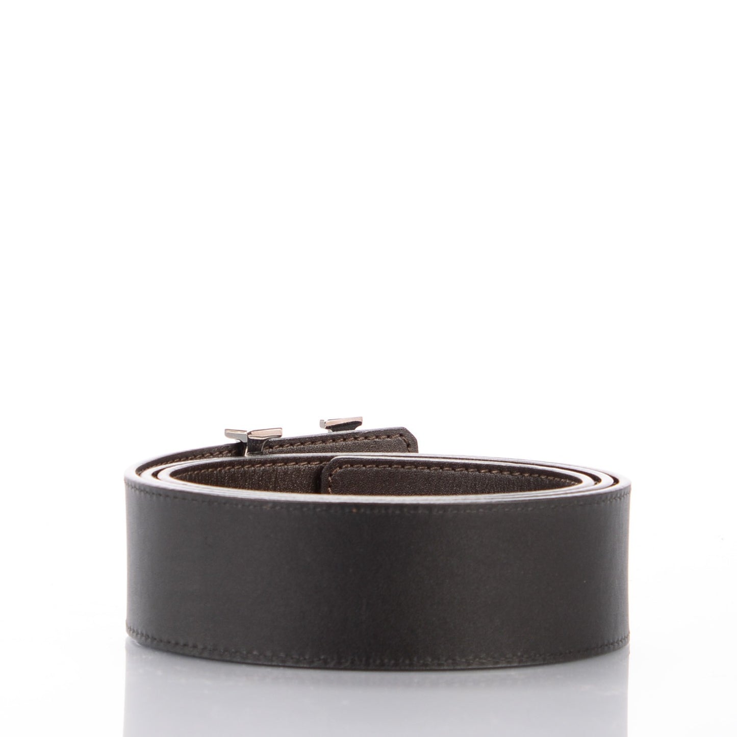 Calfskin 40mm LV Initiales Reversible Belt 95 38 Dark Brown Black
