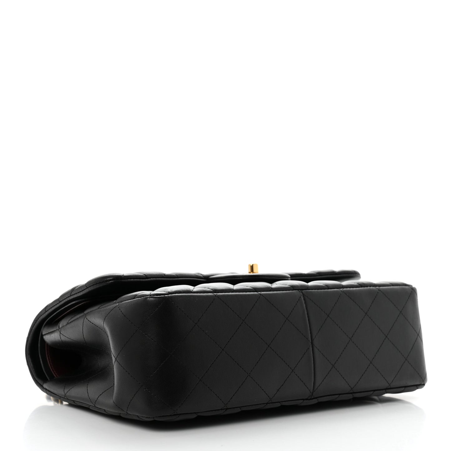 Lambskin Quilted Jumbo Double Flap Black